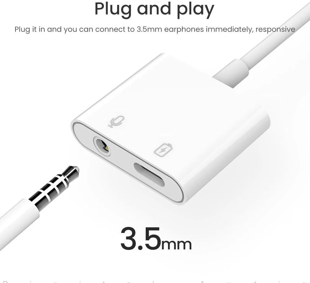 Witte Universele USB-C naar USB-C + Audio Jack Adapter 60W afbeelding 2