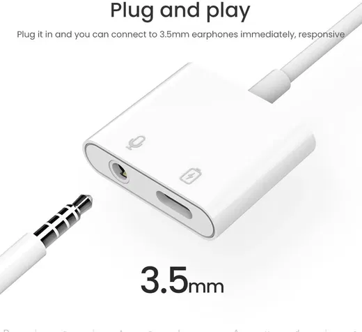 Witte Universele USB-C naar USB-C + Audio Jack Adapter 60W afbeelding 2