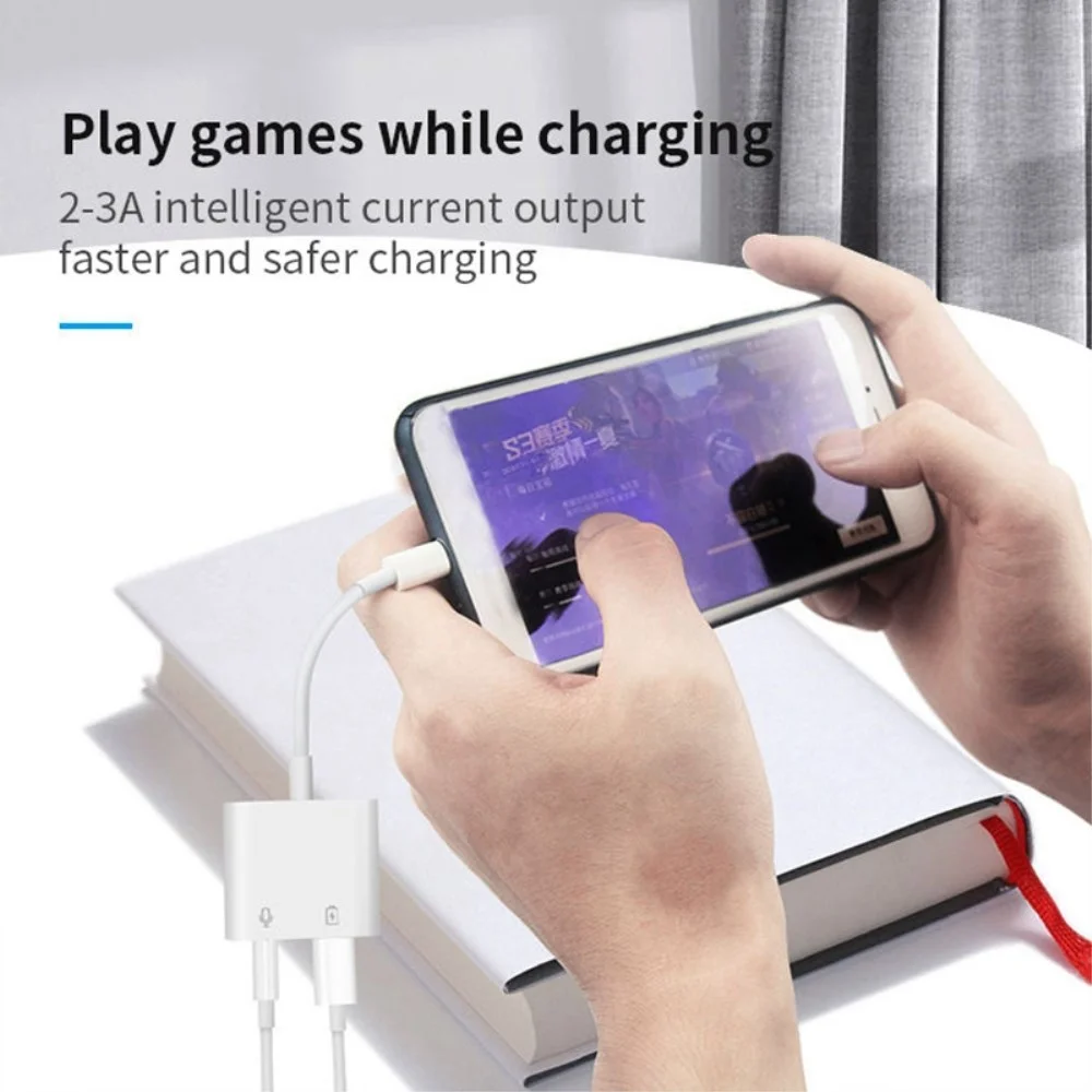 Witte Universele USB-C naar USB-C + Audio Jack Adapter 60W afbeelding 4