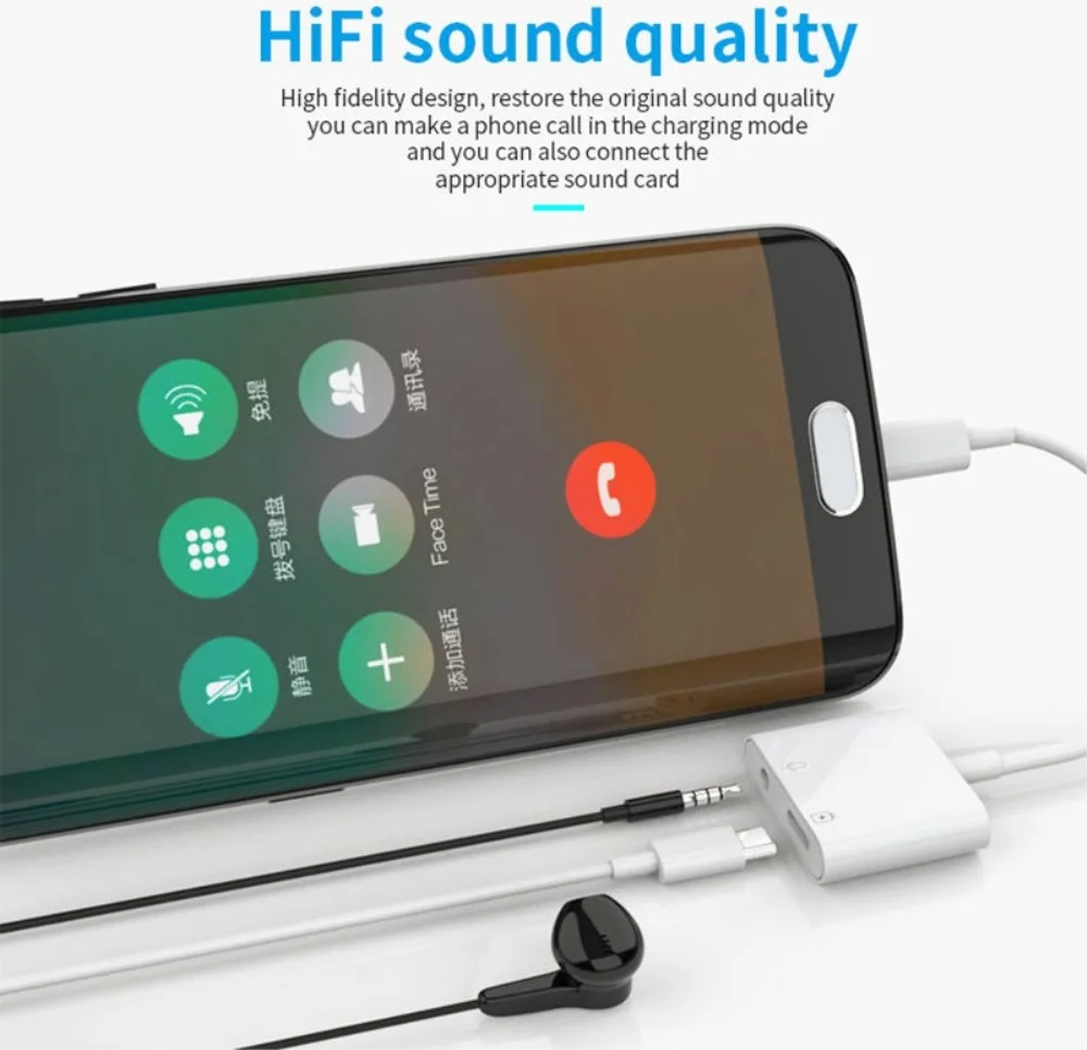 Witte Universele USB-C naar USB-C + Audio Jack Adapter 60W afbeelding 6