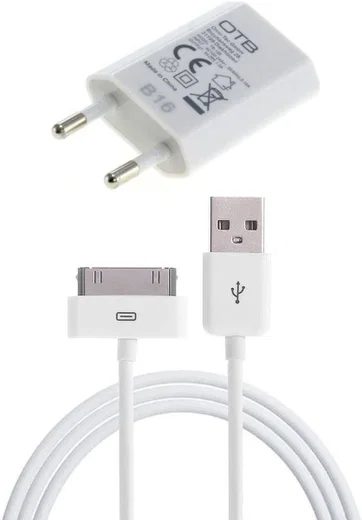 OTB 220V USB lader met 30pins laadkabel voor iPhone 4 / 4S afbeelding 1