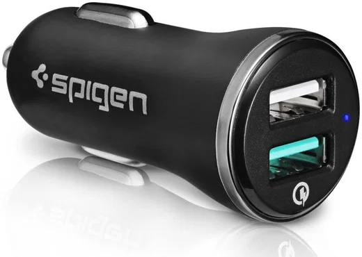 Spigen Quick Charge Autolader Zwart afbeelding 1