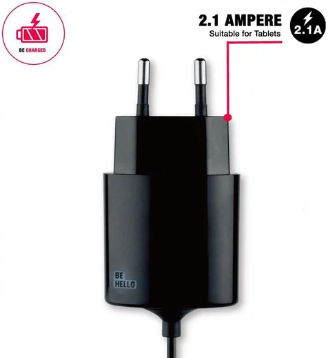 BeHello Thuislader Micro USB (1.2m) 2.1A Zwart afbeelding 2