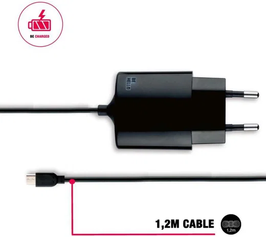 BeHello Thuislader Micro USB (1.2m) 2.1A Zwart afbeelding 3