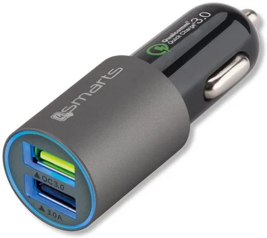 4smarts Autolader 30W met Quick Charge 3.0 Auto Oplader Grijs afbeelding 1