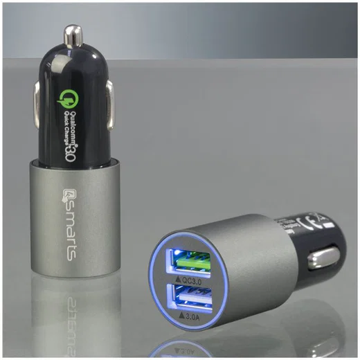 4smarts Autolader 30W met Quick Charge 3.0 Auto Oplader Grijs afbeelding 3