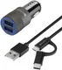4smarts Dual Autolader met 2-in-1 Kabel Zwart afbeelding 1