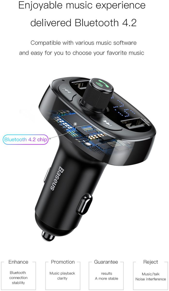 Baseus Bluetooth Muziek FM Transmitter en USB Autolader afbeelding 5