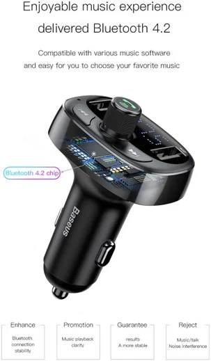 Baseus Bluetooth Muziek FM Transmitter en USB Autolader afbeelding 5