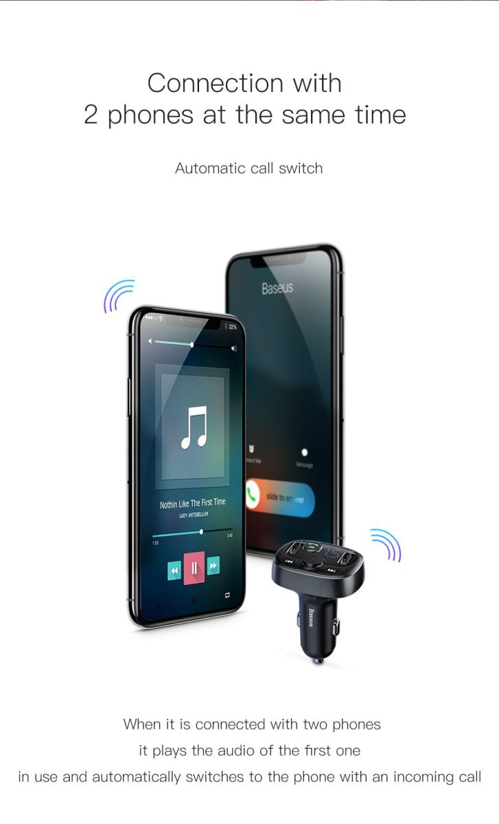 Baseus Bluetooth Muziek FM Transmitter en USB Autolader afbeelding 6