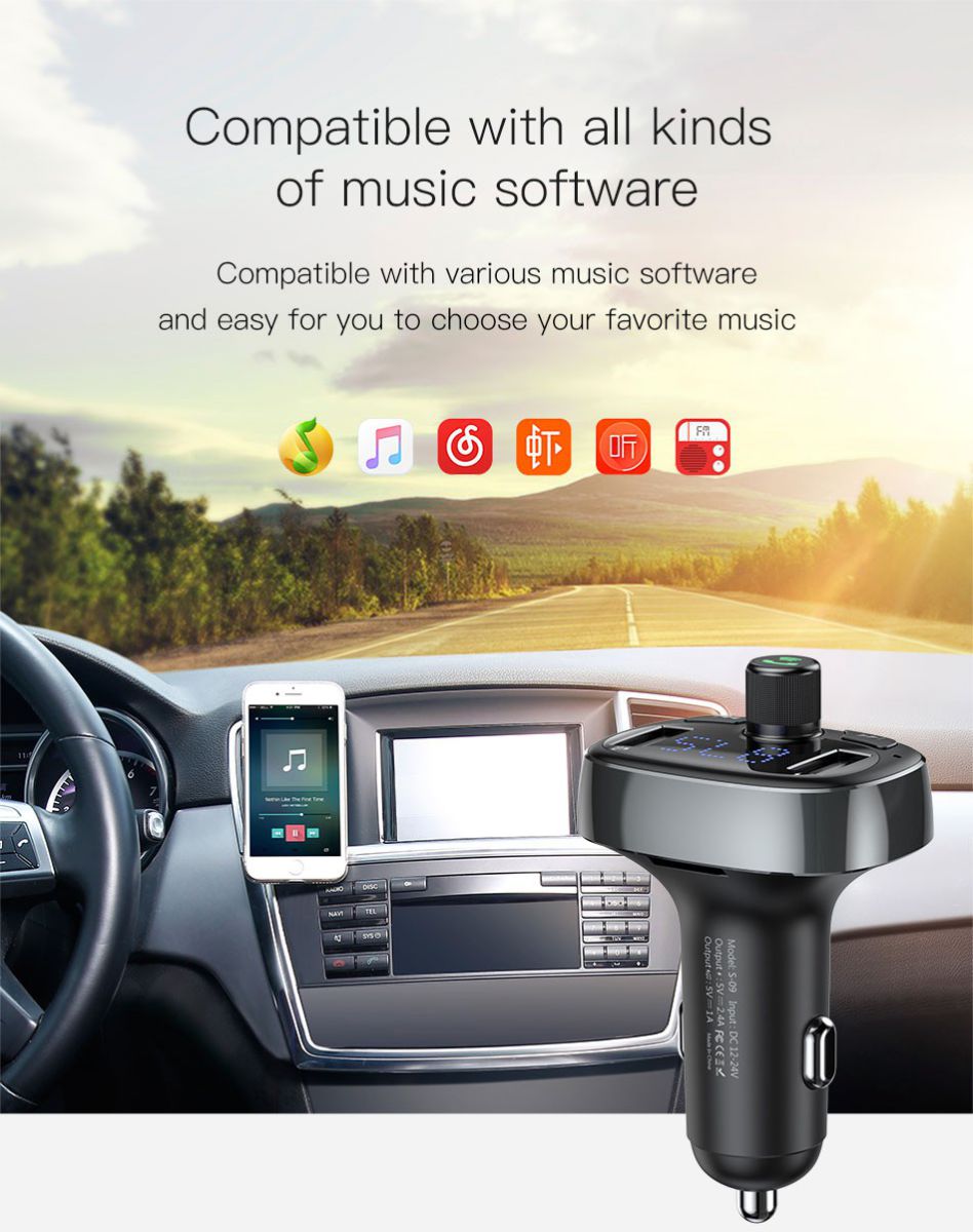 Baseus Bluetooth Muziek FM Transmitter en USB Autolader afbeelding 7