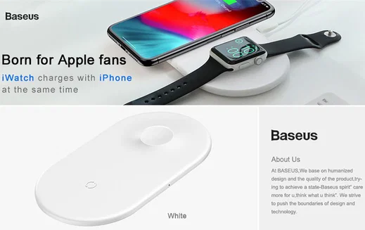 Baseus 2 in 1 Draadloze Oplader voor iPhone en Apple Watch Wit afbeelding 16