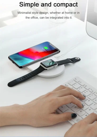 Baseus 2 in 1 Draadloze Oplader voor iPhone en Apple Watch Wit afbeelding 4