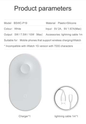 Baseus 2 in 1 Draadloze Oplader voor iPhone en Apple Watch Wit afbeelding 13