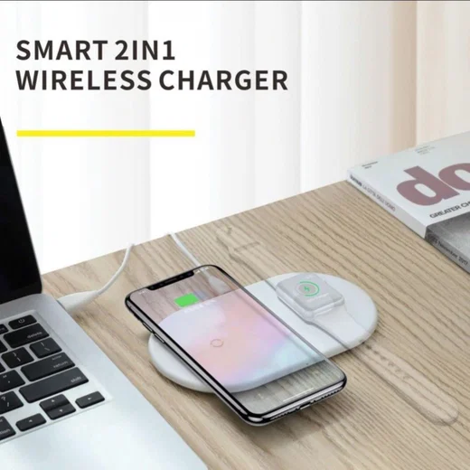 Baseus 2 in 1 Draadloze Oplader voor iPhone en Apple Watch Wit afbeelding 2