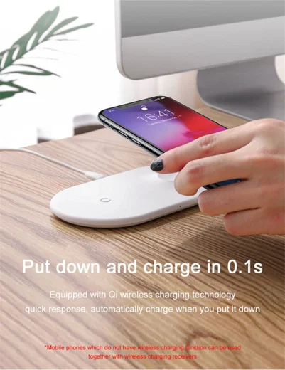 Baseus 2 in 1 Draadloze Oplader voor iPhone en Apple Watch Wit afbeelding 9