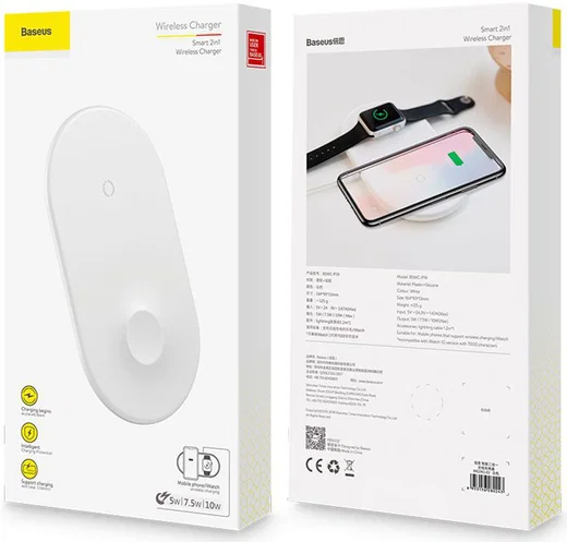Baseus 2 in 1 Draadloze Oplader voor iPhone en Apple Watch Wit afbeelding 19