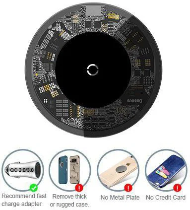 Baseus Draadloze Oplader 10W met USB naar Lightning Kabel 1.2M Clear afbeelding 10