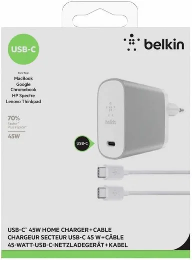 Belkin USB-C Adapter 45W/3A met Kabel (1,8M) Zilver afbeelding 6