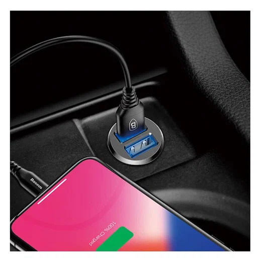 Baseus Dubbele USB Fast charge Autolader 15W Zwart afbeelding 2