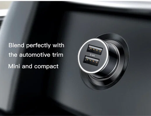 Baseus Small Screw Dubbele USB Autolader met USB-C Kabel Zwart afbeelding 19