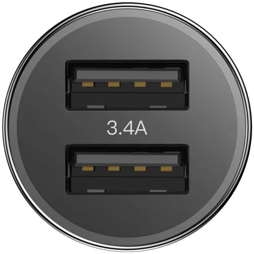 Baseus Small Screw Dubbele USB Autolader met USB-C Kabel Zwart afbeelding 13