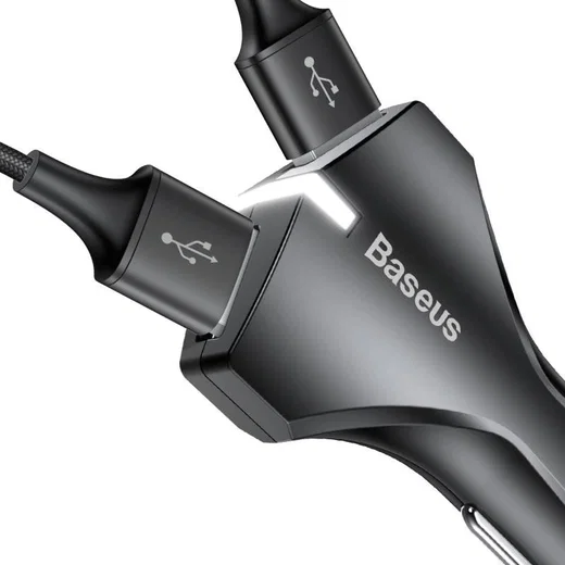 Baseus Small Rocket QC3.0 Dubbele USB Autolader Zwart afbeelding 3
