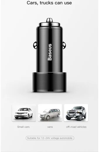 Baseus Dubbele Autolader Type-C PD en USB Quick Charger 3.0 Zwart afbeelding 20
