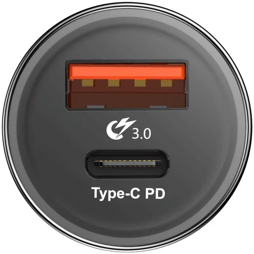 Baseus Dubbele Autolader Type-C PD en USB Quick Charger 3.0 Zwart afbeelding 3