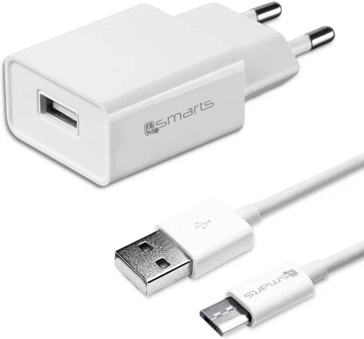 4smarts Universele Oplader 12W met USB naar Micro USB Kabel (1M) Wit afbeelding 1