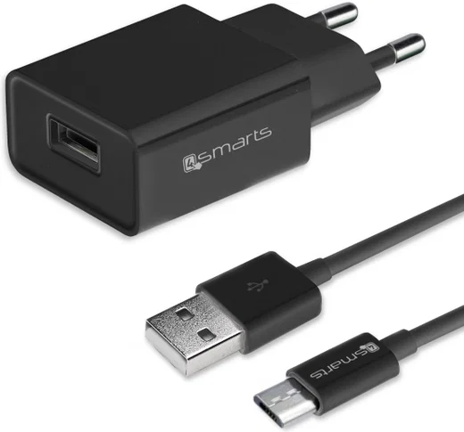 4smarts Universele Oplader 12W met USB naar Micro USB Kabel (1M) Zwart afbeelding 1