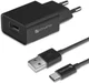 4Smarts 12W USB Oplader 2.4A met USB naar USB-C Kabel 1 Meter Zwart afbeelding 1