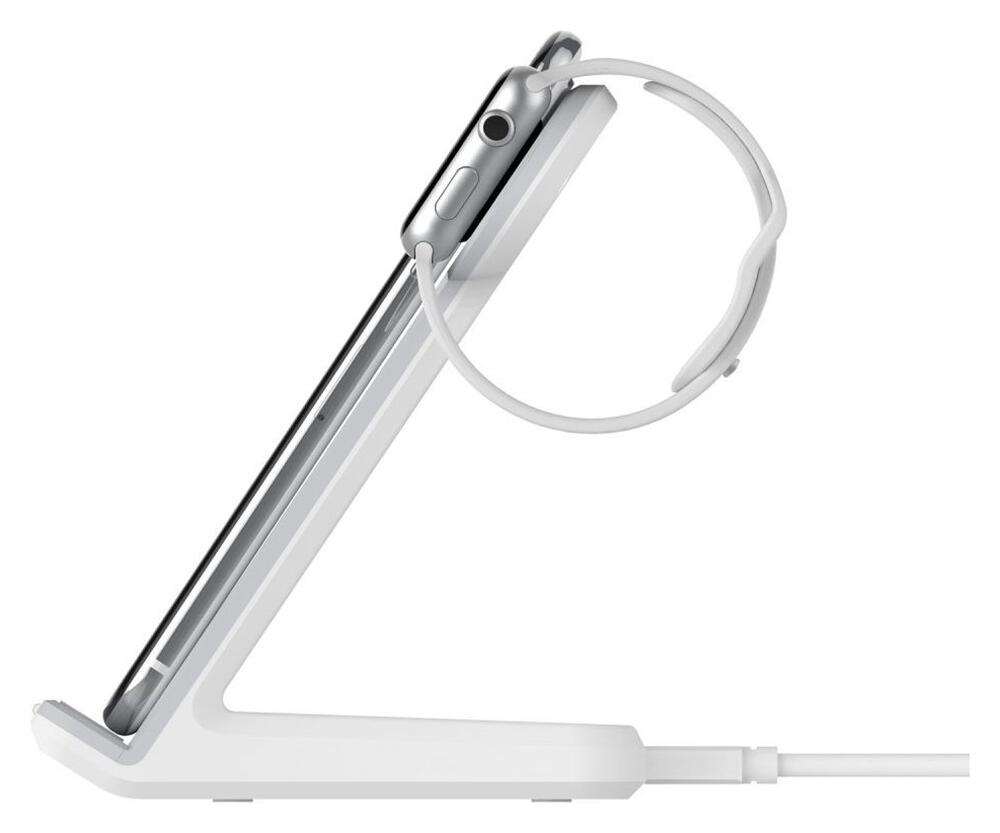 2 in 1 Draadloze Oplader 10W voor Smartphone en Apple Watch Wit afbeelding 2