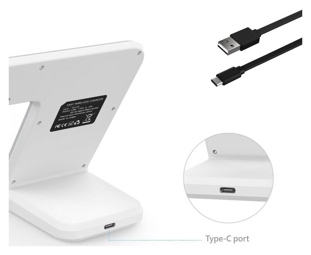 2 in 1 Draadloze Oplader 10W voor Smartphone en Apple Watch Wit afbeelding 7