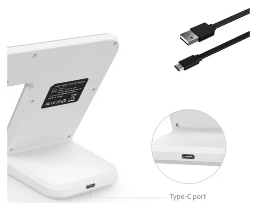 2 in 1 Draadloze Oplader 10W voor Smartphone en Apple Watch Wit afbeelding 7