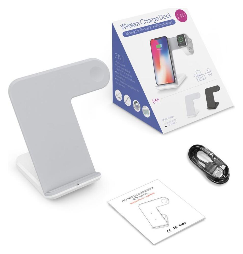 2 in 1 Draadloze Oplader 10W voor Smartphone en Apple Watch Wit afbeelding 8