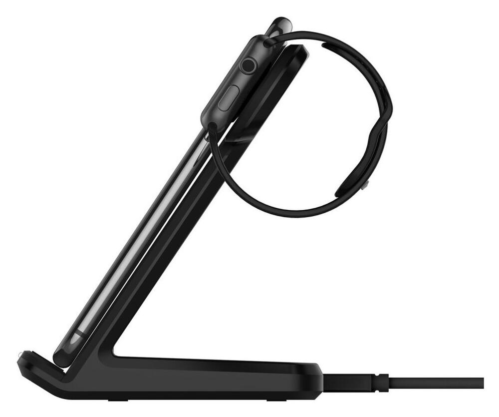 2 in 1 Draadloze Oplader 10W voor Smartphone en Apple Watch Zwart afbeelding 2