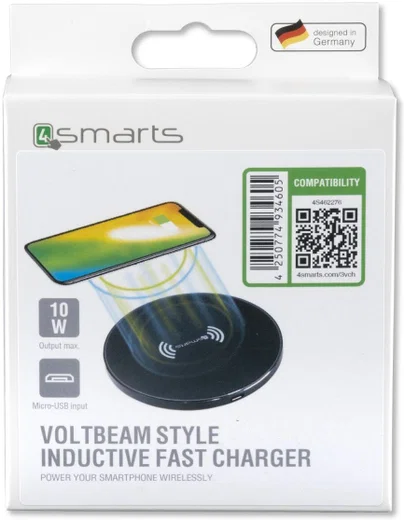 4smarts VoltBeam Draadloze Oplader 10W Fast Charge + Kabel 1M Zwart afbeelding 5