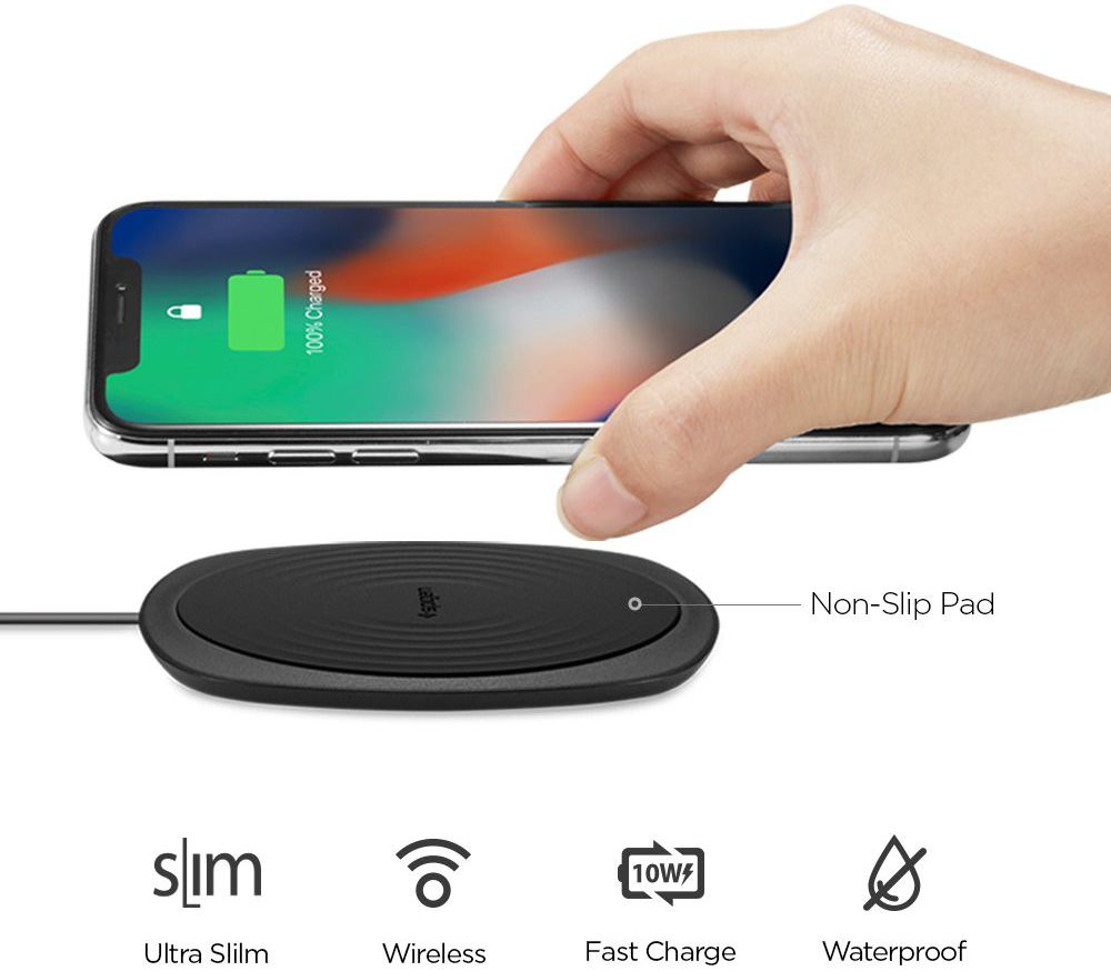 Spigen Essential F305W Universele Wireless Fast Charger (9W) Zwart afbeelding 4