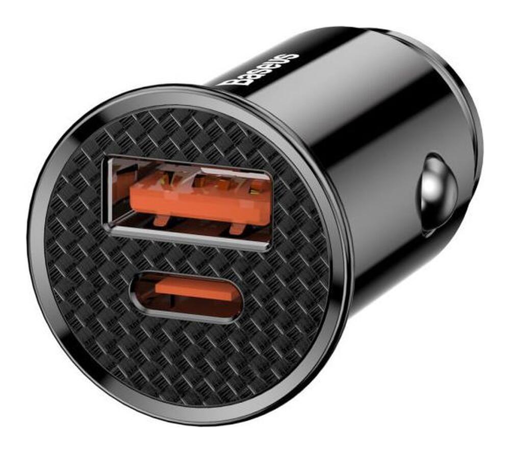 Baseus Fast Charge Autolader 30W USB + USB-C Zwart afbeelding 1