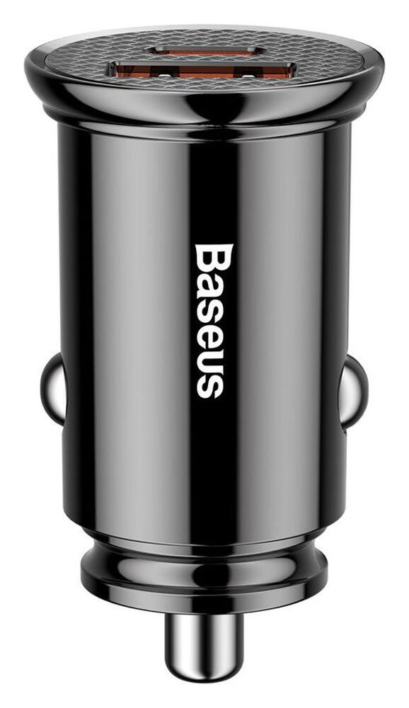 Baseus Fast Charge Autolader 30W USB + USB-C Zwart afbeelding 2