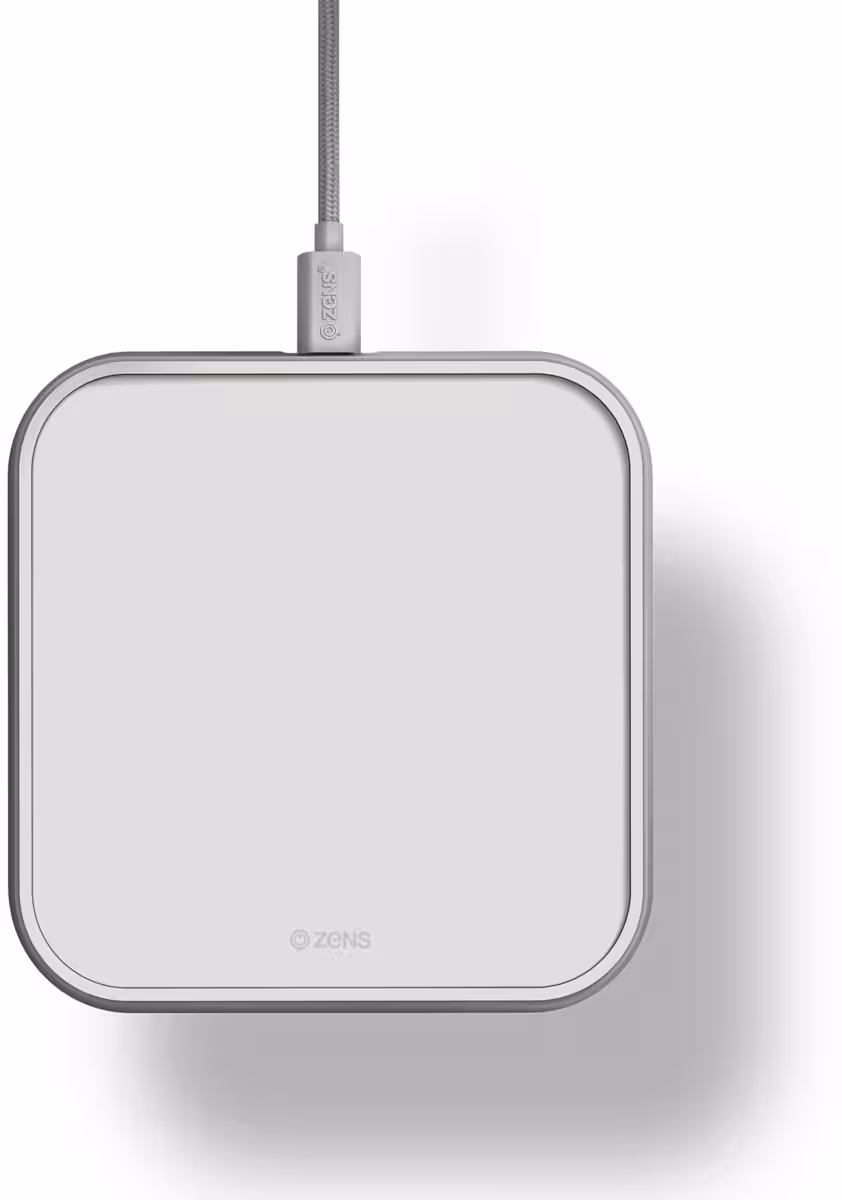 Zens Aluminium Draadloze Oplader 10W Qi Gecertificeerd met USB‑C Kabel Wit afbeelding 1