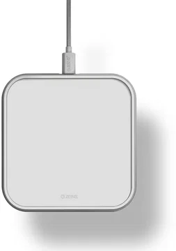 Zens Aluminium Draadloze Oplader 10W Qi Gecertificeerd met USB‑C Kabel Wit