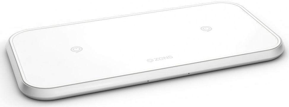 ZENS Aluminium Series Dual Smartphone QI Draadloze Oplader Wit afbeelding 2
