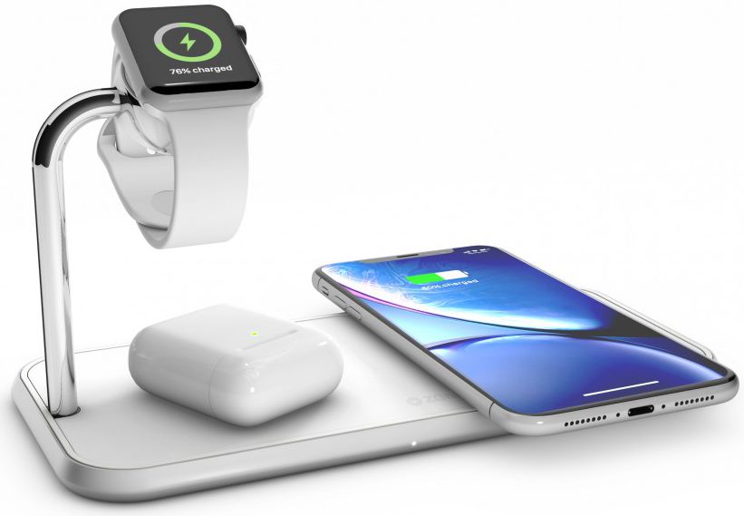 ZENS Aluminium Dual Smartphone en Apple Watch Draadloze Oplader Wit afbeelding 1