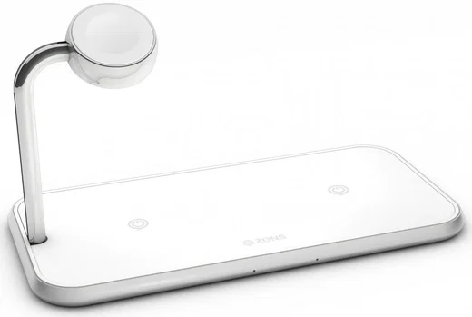 ZENS Aluminium Dual Smartphone en Apple Watch Draadloze Oplader Wit afbeelding 2