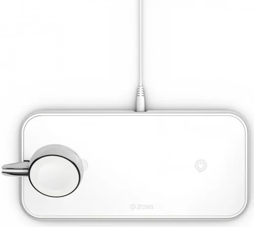 ZENS Aluminium Dual Smartphone en Apple Watch Draadloze Oplader Wit afbeelding 4