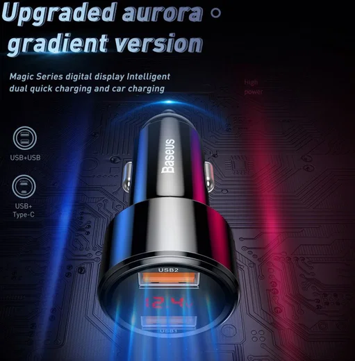 Baseus Magic Series Dual USB Quick Charge Autolader Rood afbeelding 10