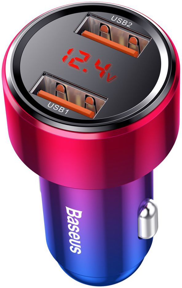 Baseus Magic Series Dual USB Quick Charge Autolader Rood afbeelding 2