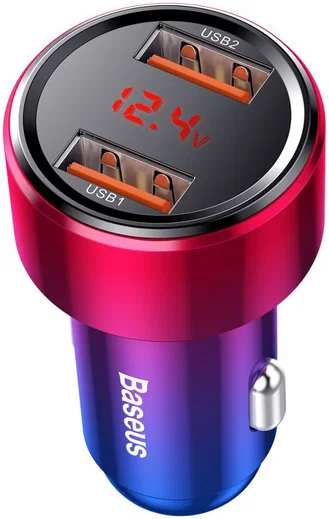 Baseus Magic Series Dual USB Quick Charge Autolader Rood afbeelding 2